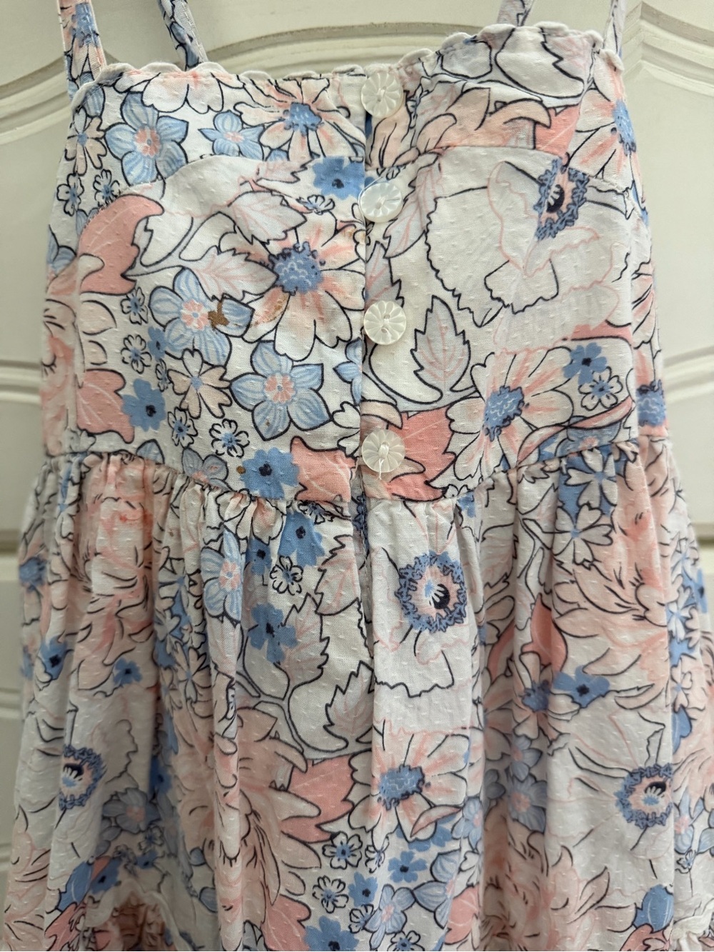 Catherine Malandrino Girls 4T Floral Tiered Sundress - Pink, Blue, White - Picture 3 of 9